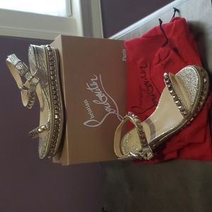 Authentic Christian Louboutin Gold Studded Sandal